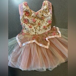 Weissman pink floral and gold sequined ballet tutu costume. Dress up SZ Child SM